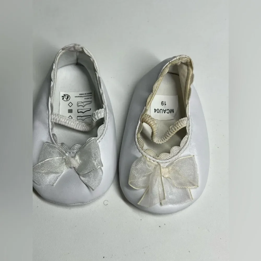 Vintage White Christening Shoes White Baby Mary Jane Girl Baptism Shoes Sz 2